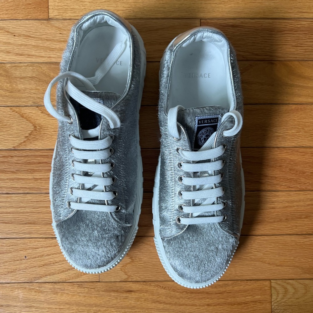 Versace Metallic Silver Sneakers